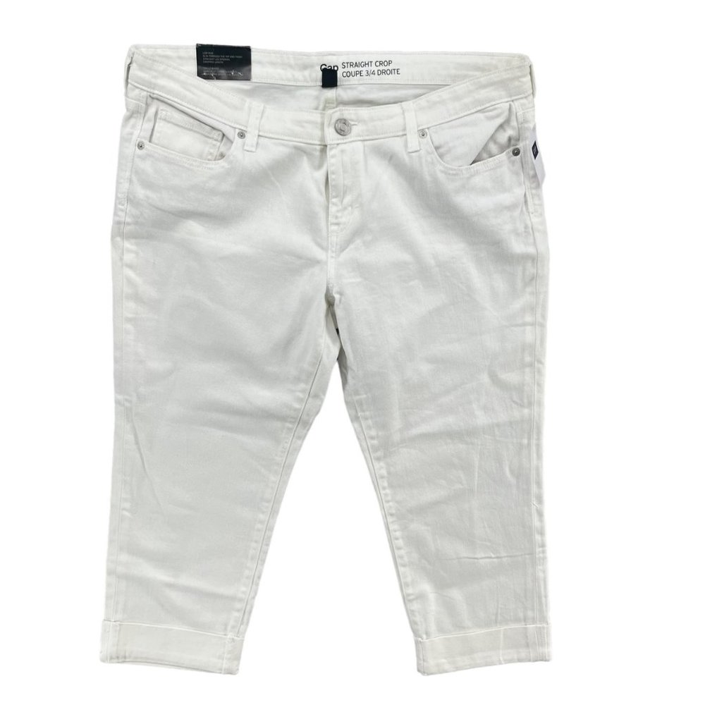 GAP Straight Crop Jeans Womens White Low Rise Denim Size 16 R - NWD